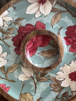 Mango Wood Round Serving Platter Tray, Chip And Dip, 4 of 7