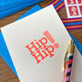 'Hip Hip' Letterpress Celebration Card, thumbnail 1 of 3