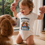 Personalised 1st Birthday Outfit Romper With Cute Dog Illustration, thumbnail 1 of 12