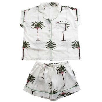 Ladies Palm Tree Print Cotton Short Pyjama Set, 3 of 3
