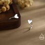 Tiny Heart Huggie Hoop Earrings In Sterling Silver, thumbnail 2 of 11