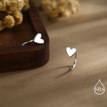 Tiny Heart Huggie Hoop Earrings In Sterling Silver, 2 of 11