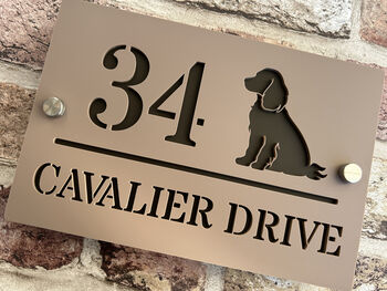 Personalised Spaniel Dog Design House Acrylic Number Sign, 4 of 8