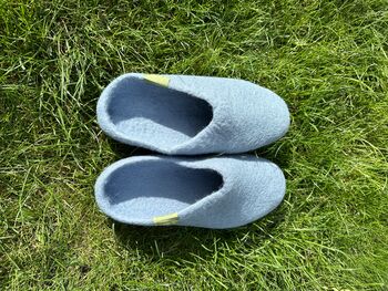 Blue 100% Wool Indoor Slippers Made In Nepal, 2 of 5