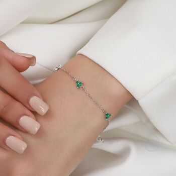 Tiny Cz Trio Bracelet In Sterling Silver, 5 of 11