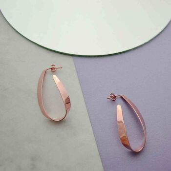Teardrop Ribbon 18kt Gold Plated Silver Hoop Earrings, 3 of 7
