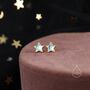 Moonstone Star Stud Earrings In Sterling Silver, thumbnail 4 of 11