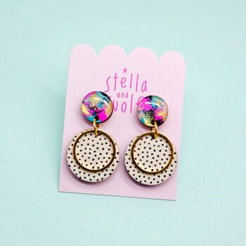 Abstract, White And Black Polka Dot Earrings, 7 of 8