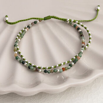 Sterling Silver Double Gemstone Friendship Bracelet, 3 of 11