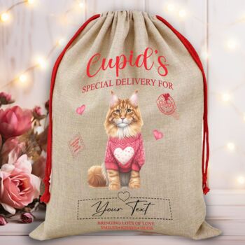 Personalised Valentine Cat Love Heart Sack, 7 of 12