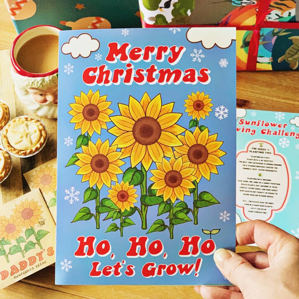 Personalised Sunflower Competition Christmas Card Set, 1 of 6