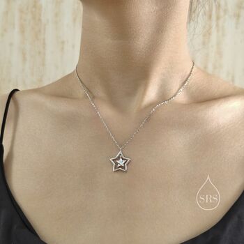 Cz Star Pendant Necklace In Sterling Silver, 2 of 11