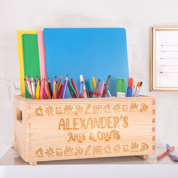 Personalised Arts And Crafts Wooden Storage Crate, 3 of 6