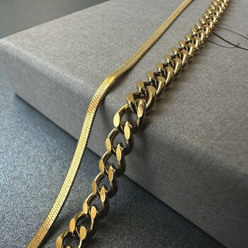 Layered Bracelet Gold Curb Chain Snake Chain, 4 of 5