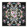 Pure Silk Designer Scarf Luxury Floral Black 90cm, thumbnail 2 of 5