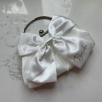 Personalised White Bow Mrs Bride Wedding Cross Body Bag, 2 of 4