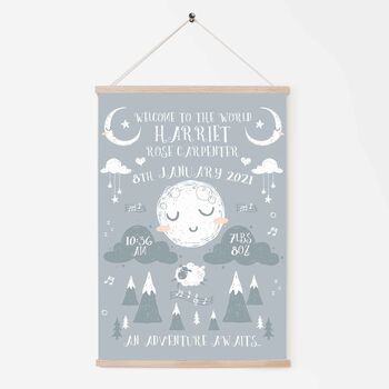 Personalised Keepsake Birth Print Hello Moon, 3 of 5