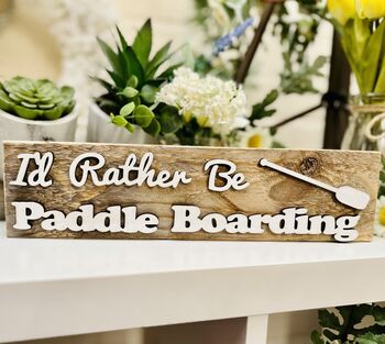 Paddleboarding Hobby Beach Reclaimed Wooden Swim Sign, 2 of 4