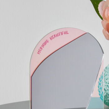 Personalised Iridescent Arch Side Table Mirror Stand, 2 of 6