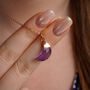 Amethyst February Birthstone Crystal Moon Necklace, thumbnail 4 of 12