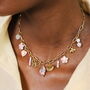 Stainless Steel Pink Vintage Charm Chain Necklace In Gold Plating, thumbnail 1 of 4