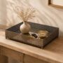 Handwoven Rattan And Brass Serving Tray, thumbnail 2 of 4