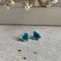 Tiny Turquoise Christmas Tree Ceramic Earrings, thumbnail 7 of 10