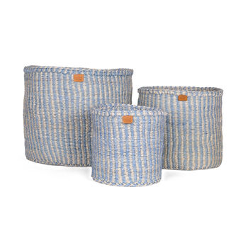 Pastel Pinstripe Woven Storage Basket, 3 of 12