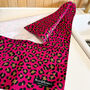 Hot Pink Leopard Print Organic Cotton Tea Towel, thumbnail 2 of 8