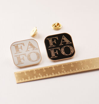 Fafo Square Enamel Pin Black Or White, 8 of 12