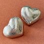 Zuri Vintage Style Ribbed Heart Hollow Stud Earrings, thumbnail 1 of 6