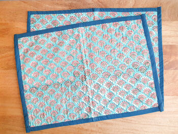 Quilted Block Print Placemat Duo Handmade In India, 5 of 7