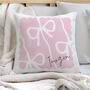 Personalised Pink Bow Cushion For Girls’ Bedroom, thumbnail 1 of 4