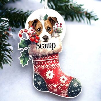 Personalised Jack Russell Christmas Stocking Bauble, 2 of 2