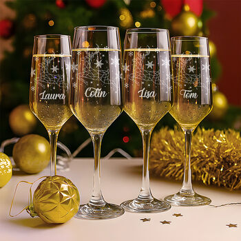 Two Or Four Christmas Reindeer Champagne Flutes And Gift Boxed Set, 4 of 8