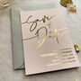 Save The Date Card In Pink And Gold Foil, thumbnail 4 of 7