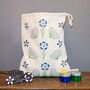 Wood Block Printing Kit Floral Drawstring Bag, thumbnail 1 of 7