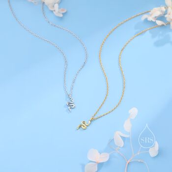 Snake Pendant Necklace In Sterling Silver, 5 of 10