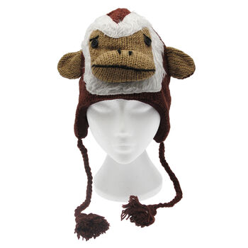 Monkey Hand Knitted Woollen Animal Hat, 4 of 6