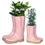 Personalised Large Pink Welly Boot Planters, thumbnail 2 of 6