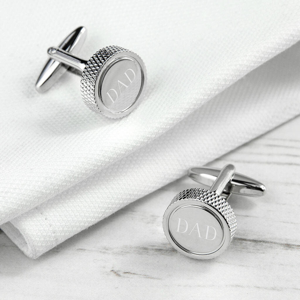 Image of Personalised Round Rhodium Cufflinks