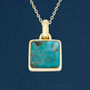 Yellow Gold Plated Turquoise Square Necklace, thumbnail 2 of 12