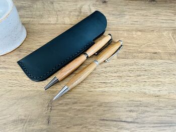 Matt Black Leather Pen Sleeve, Pen Case, 3 of 7