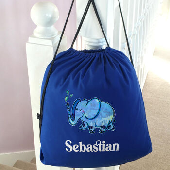 Personalised Elephant Drawstring Pe Kit Bag, 5 of 5