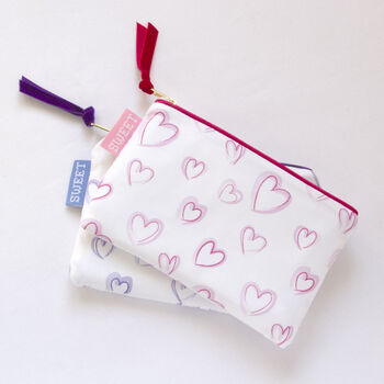 Personalised Red Hearts Make Up Purse, 2 of 4