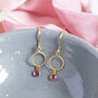 Twisted Gold Plated Circle Mini Birthstone Earrings, thumbnail 5 of 9