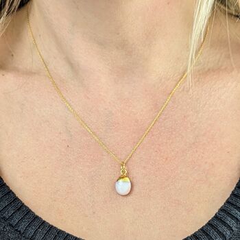 October Birthstone Necklace, Opal, Gold Plated, 6 of 8