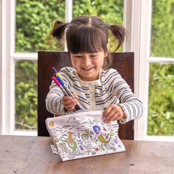 Reusable Colour In Pencil Case Mermaid Craft Kit + 10 Pens, 2 of 8