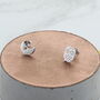 Owl And Moon Sterling Silver Stud Earrings, thumbnail 1 of 2