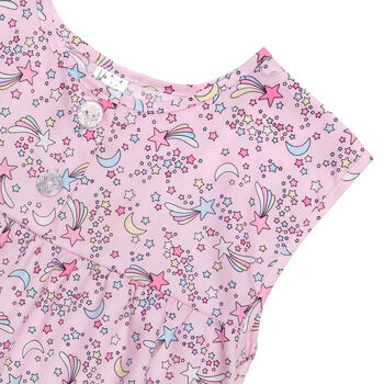 Girls Pink Cosmic Cotton Spring Summer Pyjama Short Set, 5 of 8